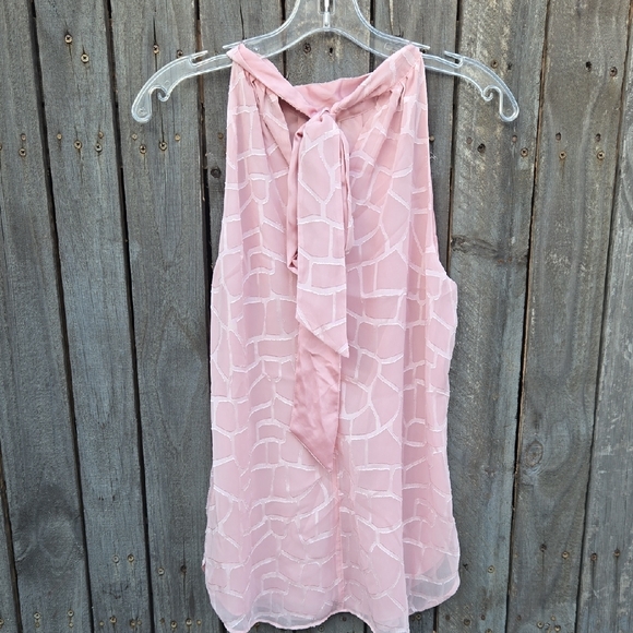 White House Black Market Sleeveless Key Hole Animal Print Blush Size 2 - Picture 7 of 9